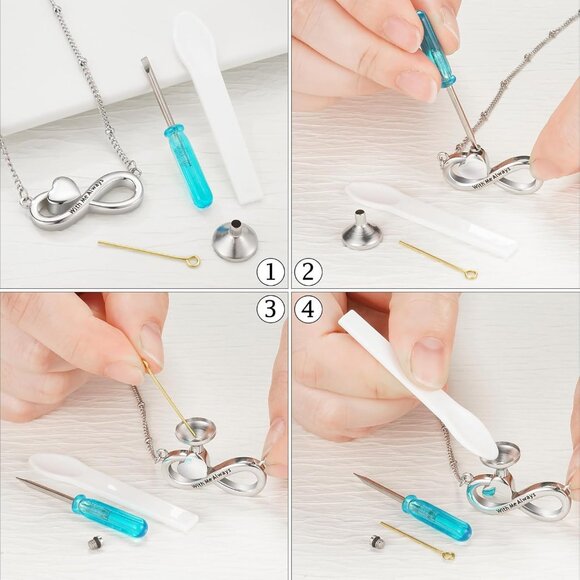 Infinity Cremation Jewelry Heart Urn Necklace Silver Stainless Steel Unisex Memo - Picture 5 of 7